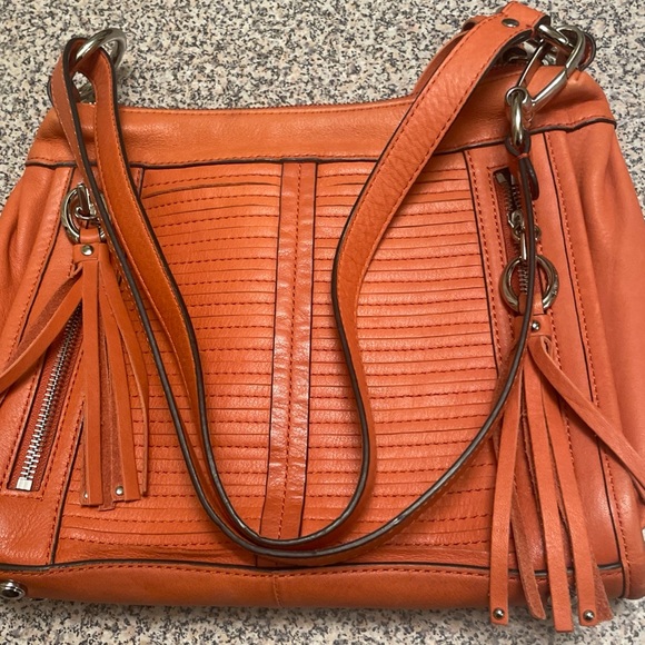 b. Makowsky Orange Leather Shoulder Bag - Picture 4 of 5